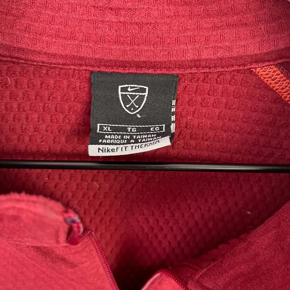 Nike Fit Sweater Therma Red and‎ Orane 1/4 Zip Warm Men's XL
